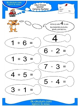Çocuklar İçin toplam işlemi yaprak testleri 